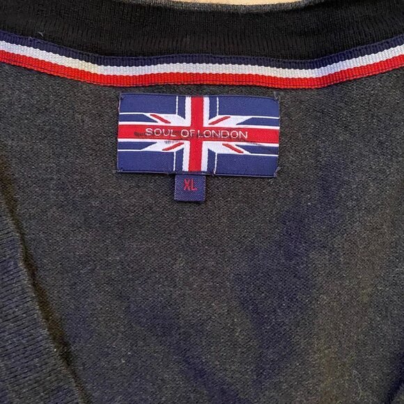 SOUL Of London Sweater XL Vest BNWOT Mens New Slim Gray Button Down - Picture 5 of 5